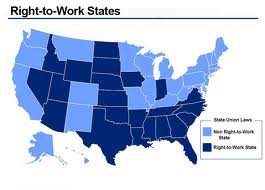 Right To Work States as of Feb. 2012
